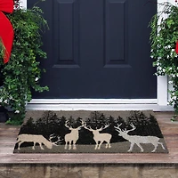 Northlight Coir Forest Reindeer Indoor Rectangular Doormat