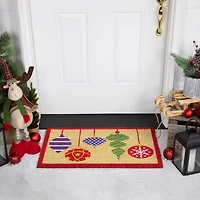 Northlight Tan Brown And Red Coir Indoor Rectangular Doormat