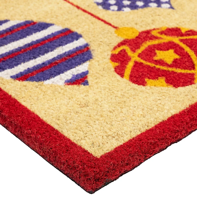 Northlight Tan Brown And Red Coir Indoor Rectangular Doormat