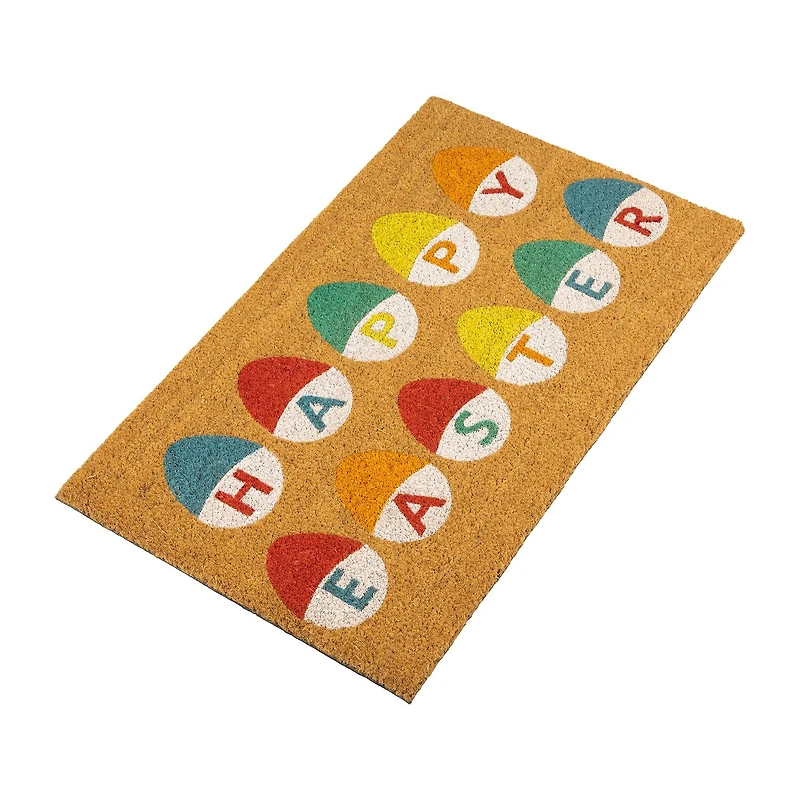 Northlight Natural Coir Happy Easter Egg Outdoor Rectangular Doormat