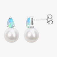 White Cultured Freshwater Pearl Sterling Silver 15.5mm Stud Earrings