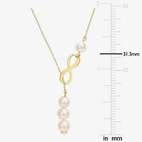Womens White 18K Gold Over Silver 18 Inch Y Necklace