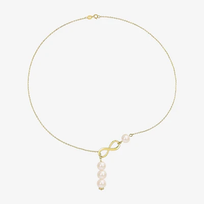 Womens White 18K Gold Over Silver 18 Inch Y Necklace