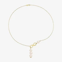 Womens White 18K Gold Over Silver 18 Inch Y Necklace