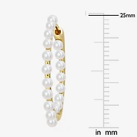 Womens White Cultured Freshwater Pearl 14K Gold 2.5mm Hoop Earrings
