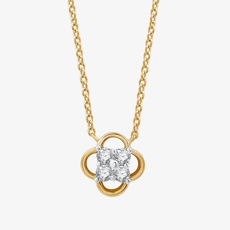 Womens 1/6 CT. T.W. Lab Grown White Diamond 10K Gold 17 Inch Pendant Necklace