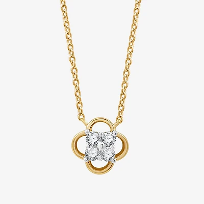 Womens 1/6 CT. T.W. Lab Grown White Diamond 10K Gold 17 Inch Pendant Necklace