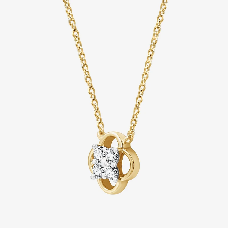Womens 1/6 CT. T.W. Lab Grown White Diamond 10K Gold 17 Inch Pendant Necklace