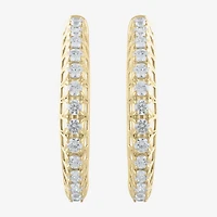 Womens 1 CT. T.W. Natural White Diamond 14K Gold 24.9mm Hoop Earrings