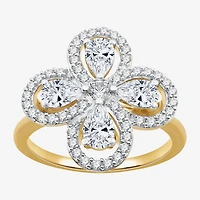 Womens 1 1/5 CT. T.W. Lab Grown White Diamond 10K Gold Flower Cocktail Ring
