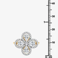 Womens 1 1/5 CT. T.W. Lab Grown White Diamond 10K Gold Flower Cocktail Ring