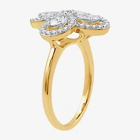 Womens 1 1/5 CT. T.W. Lab Grown White Diamond 10K Gold Flower Cocktail Ring