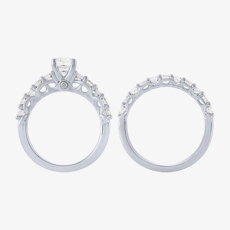 Signature By Modern Bride (H-I / I1) Womens 2 CT. T.W. Lab Grown White Diamond 10K Gold Side Stone Bridal Set