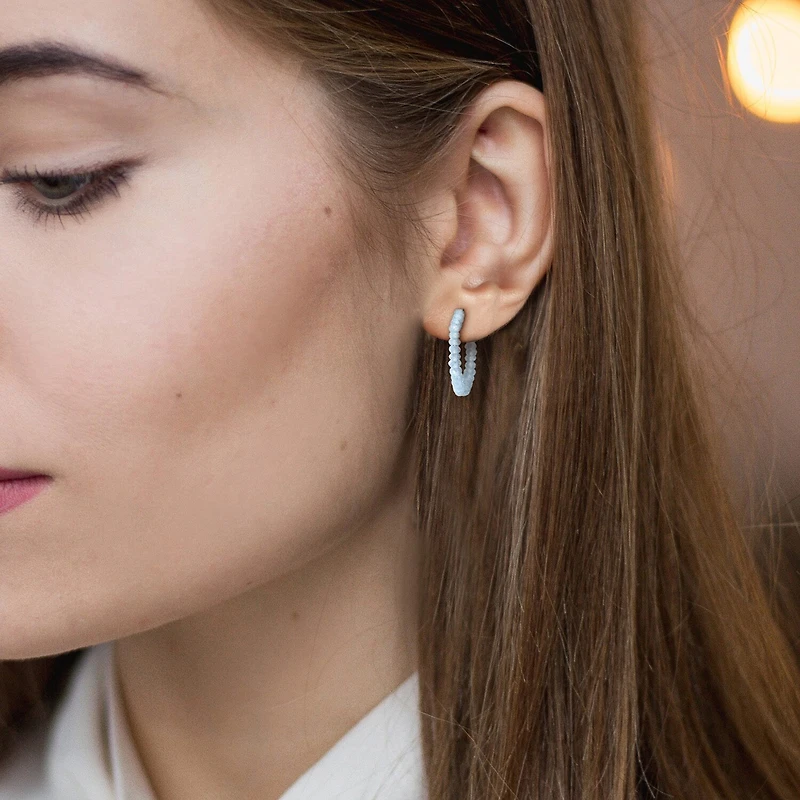 Womens Genuine Topaz Sterling Silver 26mm Hoop Earrings