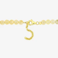 Womens Genuine Yellow Citrine 18K Gold Over Silver Beaded Bracelet