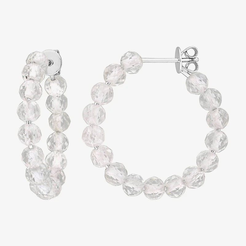 Womens Genuine Topaz Sterling Silver 26mm Hoop Earrings