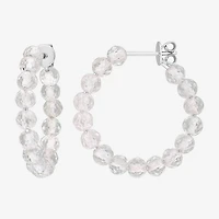 Womens Genuine Topaz Sterling Silver 26mm Hoop Earrings