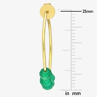 Womens Genuine Green Onyx 18K Gold Over Silver 26mm Hoop Earrings