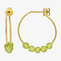 Womens Genuine Green Peridot 18K Gold Over Silver 26mm Hoop Earrings