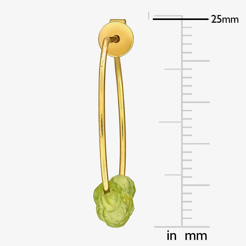 Womens Genuine Green Peridot 18K Gold Over Silver 26mm Hoop Earrings