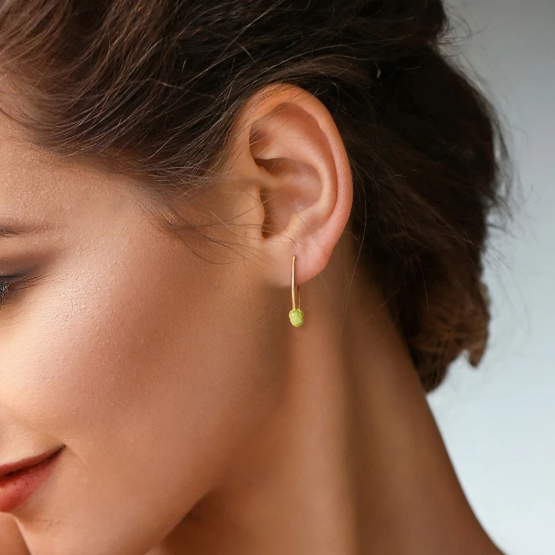 Womens Genuine Green Peridot 18K Gold Over Silver 26mm Hoop Earrings