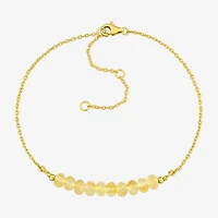 Womens Genuine Yellow Citrine 18K Gold Over Silver Beaded Bracelet