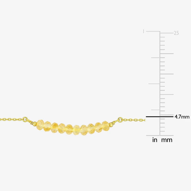 Womens Genuine Yellow Citrine 18K Gold Over Silver Beaded Bracelet