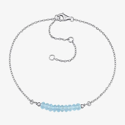 Womens Genuine Blue Topaz Sterling Silver Beaded Bracelet