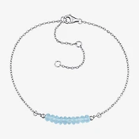 Womens Genuine Blue Topaz Sterling Silver Beaded Bracelet