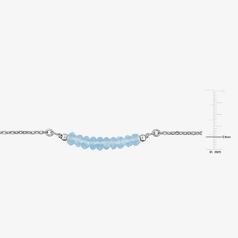 Womens Genuine Blue Topaz Sterling Silver Beaded Bracelet