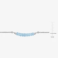 Womens Genuine Blue Topaz Sterling Silver Beaded Bracelet
