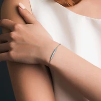 Womens Genuine Blue Topaz Sterling Silver Beaded Bracelet