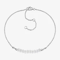 Womens Genuine White Topaz Sterling Silver Beaded Bracelet