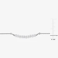 Womens Genuine White Topaz Sterling Silver Beaded Bracelet