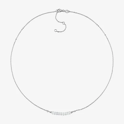 Womens White Topaz Sterling Silver 16 1/2 Inch Beaded Necklace
