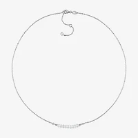 Womens White Topaz Sterling Silver 16 1/2 Inch Beaded Necklace