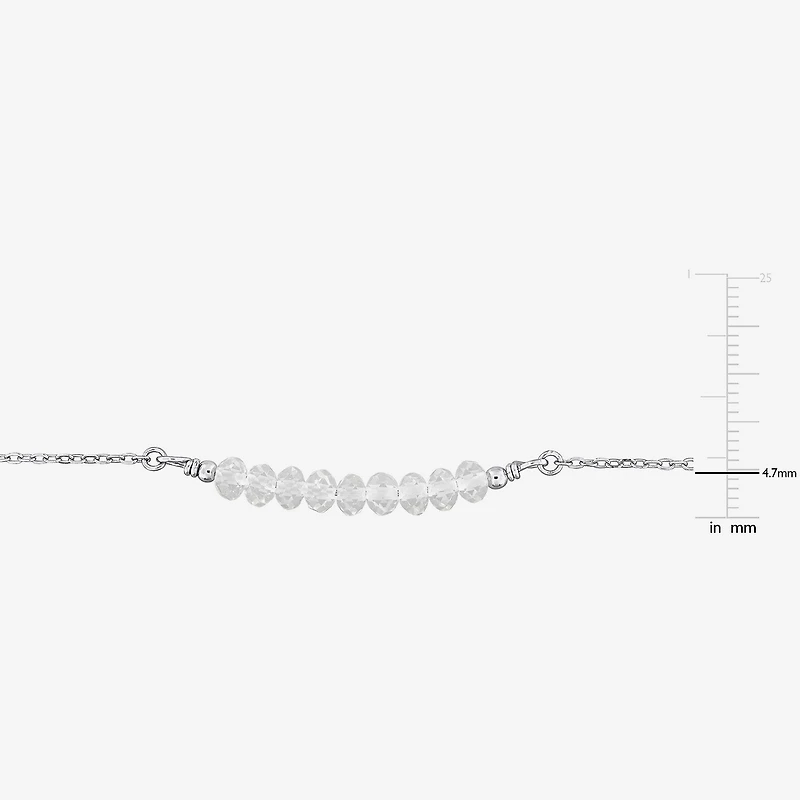 Womens White Topaz Sterling Silver 16 1/2 Inch Beaded Necklace