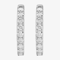 Effy Final Call Womens 1/4 CT. T.W. Natural White Diamond 14K Gold 12.4mm Hoop Earrings