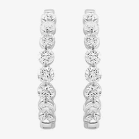 Effy Final Call (G /Si1) Womens 3 CT. T.W. Lab Grown White Diamond 14K Gold 90mm Hoop Earrings