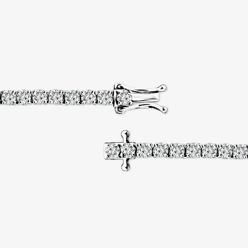 (F / Si2) Womens 10 CT. T.W. Lab-Grown White Diamond 10K Gold 18 Inch Tennis Necklace