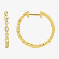 Diamonart Womens Lab Created White Cubic Zirconia 14K Gold Over Silver Sterling Silver 19.8mm Hoop Earrings