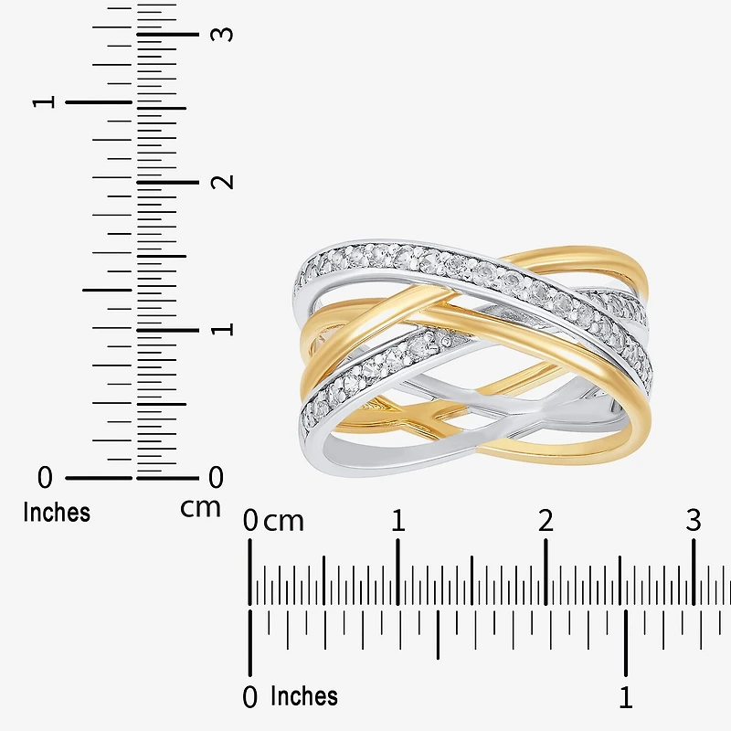 Diamonart Womens 10.5MM Lab Created White Cubic Zirconia Sterling Silver Bypass  Band