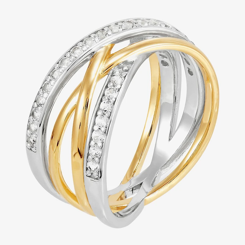 Diamonart Womens 10.5MM Lab Created White Cubic Zirconia Sterling Silver Bypass  Band