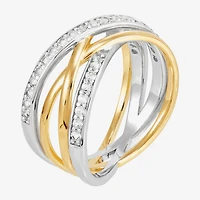 Diamonart Womens 10.5MM Lab Created White Cubic Zirconia Sterling Silver Bypass  Band