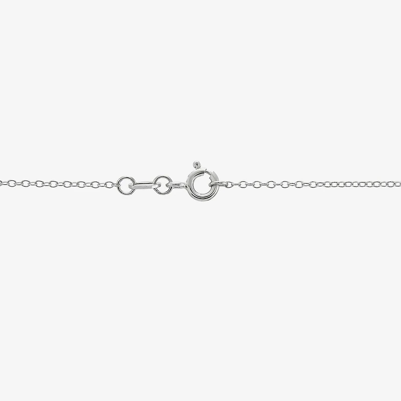 Womens Lab Created White Cubic Zirconia Sterling Silver Heart 18 Inch Pendant Necklace