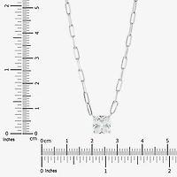 Diamonart Womens Lab Created White Cubic Zirconia Sterling Silver Cushion 18 Inch Pendant Necklace