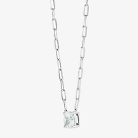 Diamonart Womens Lab Created White Cubic Zirconia Sterling Silver Cushion 18 Inch Pendant Necklace