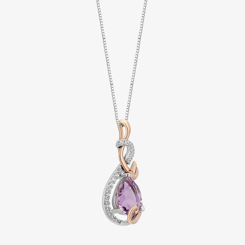 Rapunzel Womens 1/10 CT. T.W. Genuine Purple Amethyst 14K Two Tone Gold Over Silver 18 Inch Pendant Necklace