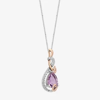 Rapunzel Womens 1/10 CT. T.W. Genuine Purple Amethyst 14K Two Tone Gold Over Silver 18 Inch Pendant Necklace
