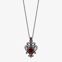 Enchanted Disney Fine Jewelry Evil Queen Womens Diamond Accent Genuine Red Garnet Sterling Silver Heart 18 Inch Pendant Necklace
